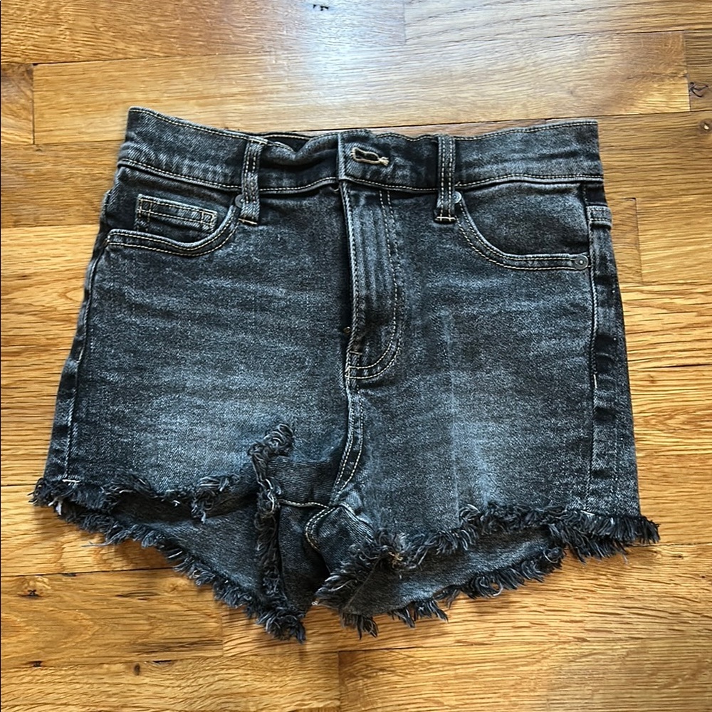 Kendall & Kylie Black Jean Shorts High-Waisted Frayed Hem